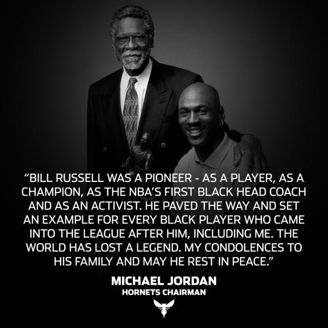 发现半岛体育-众星缅怀拉塞尔 乔丹：他为所有人铺平道路，包括我